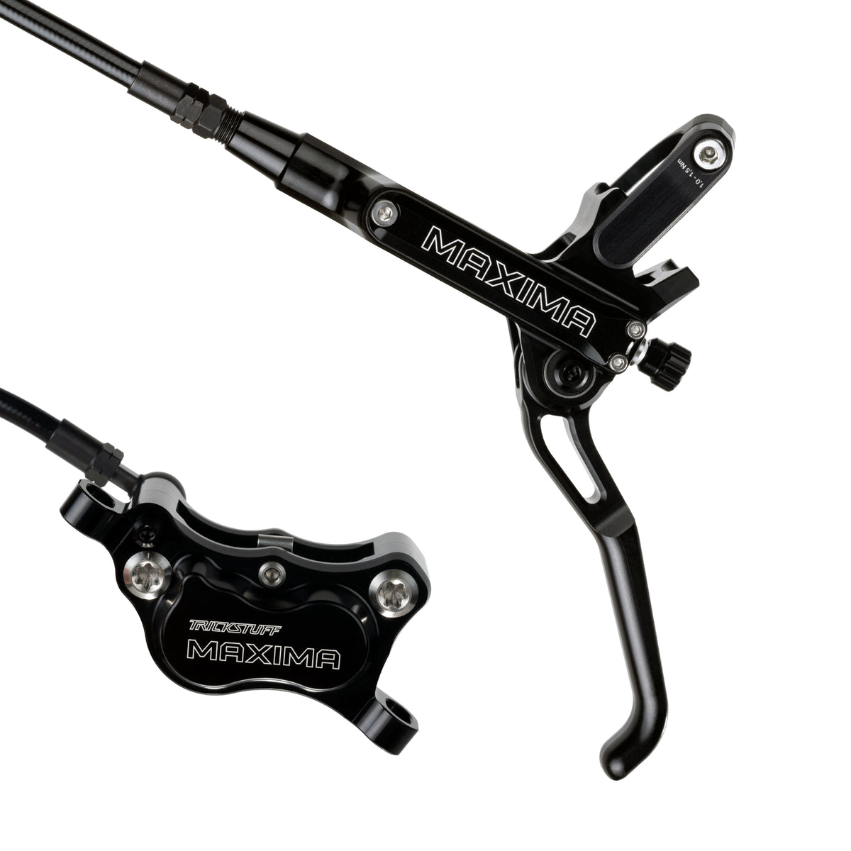 Freno Trickstuff Maxima Cuerpo negro / maneta negra Goodridge acero negro Moto (invertidas)