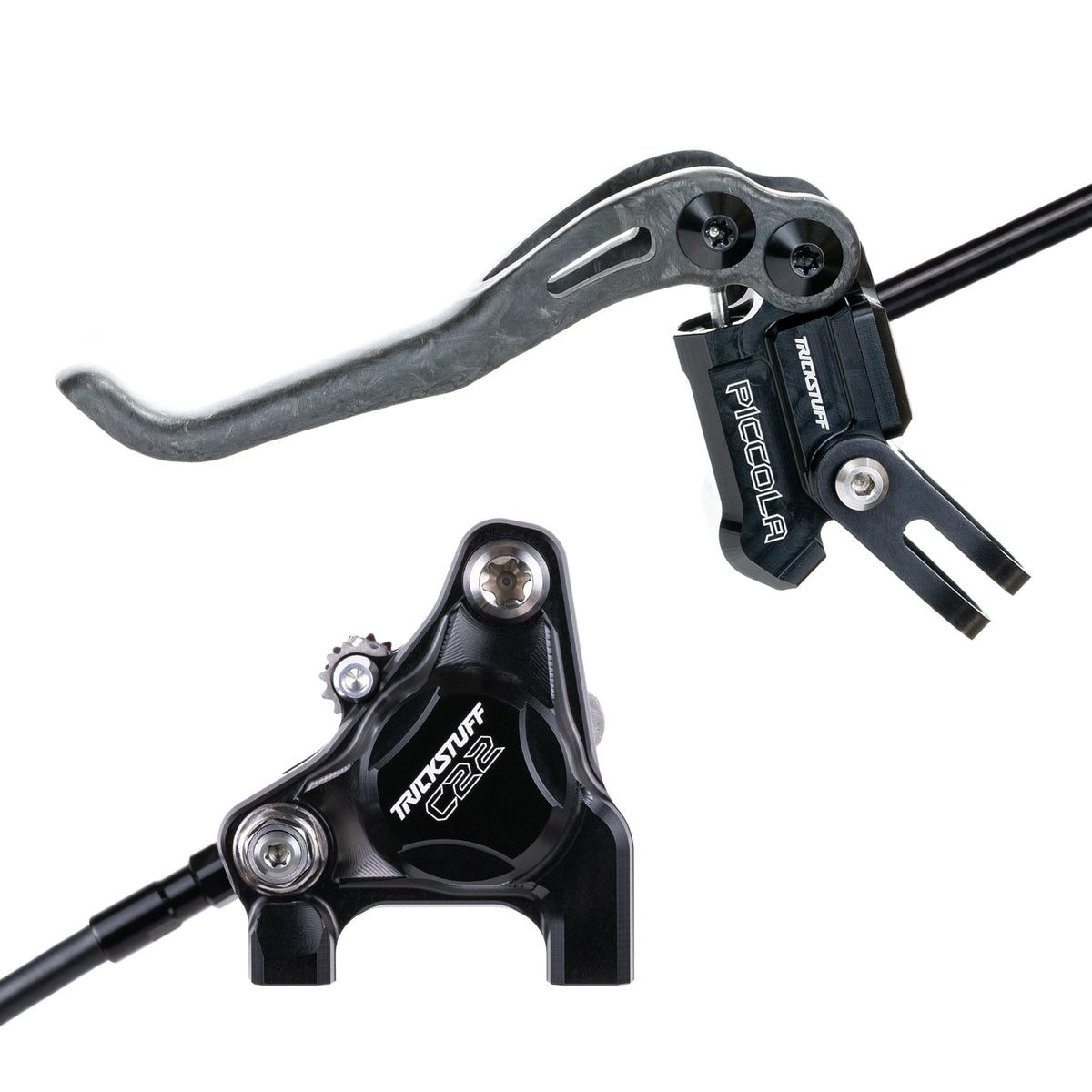 Freno Trickstuff Piccola Carbon Cuerpo negro / maneta negra Flat-Mount adelante y atrás Moto (invertidas)