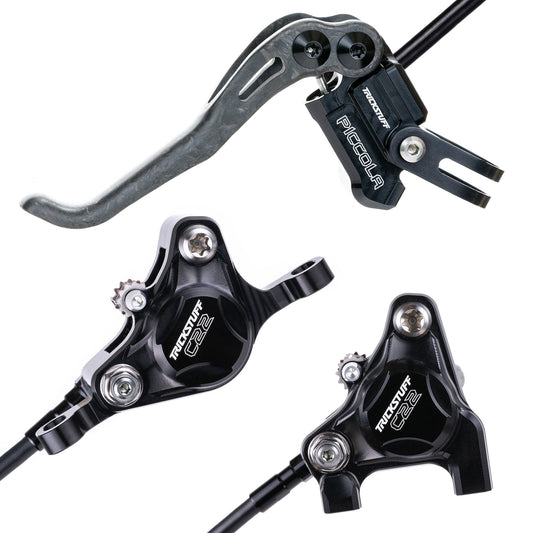 Freno Trickstuff Piccola Carbon Cuerpo negro / maneta negra Post adelante / Flat atrás Moto (invertidas)