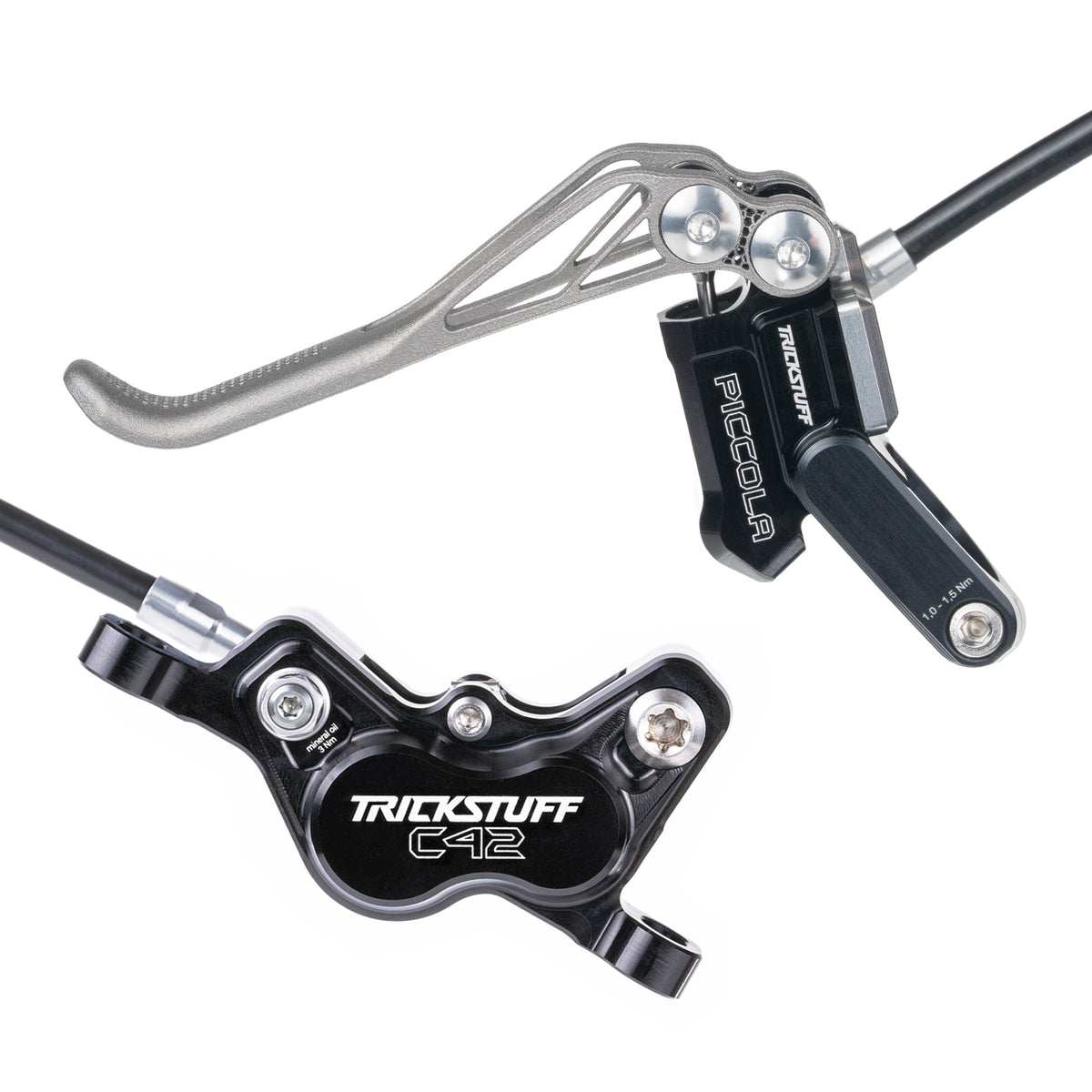 Freno Trickstuff Piccola HD Cuerpo negro / maneta plata Moto (invertidas)